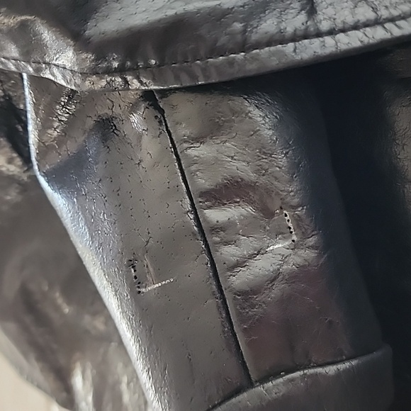 Vintage 90s BEBE Black Leather Double Breasted Jacket Size Small - Picture 16 of 16